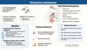 Histamine intolerance symptoms, genetic components, histamine