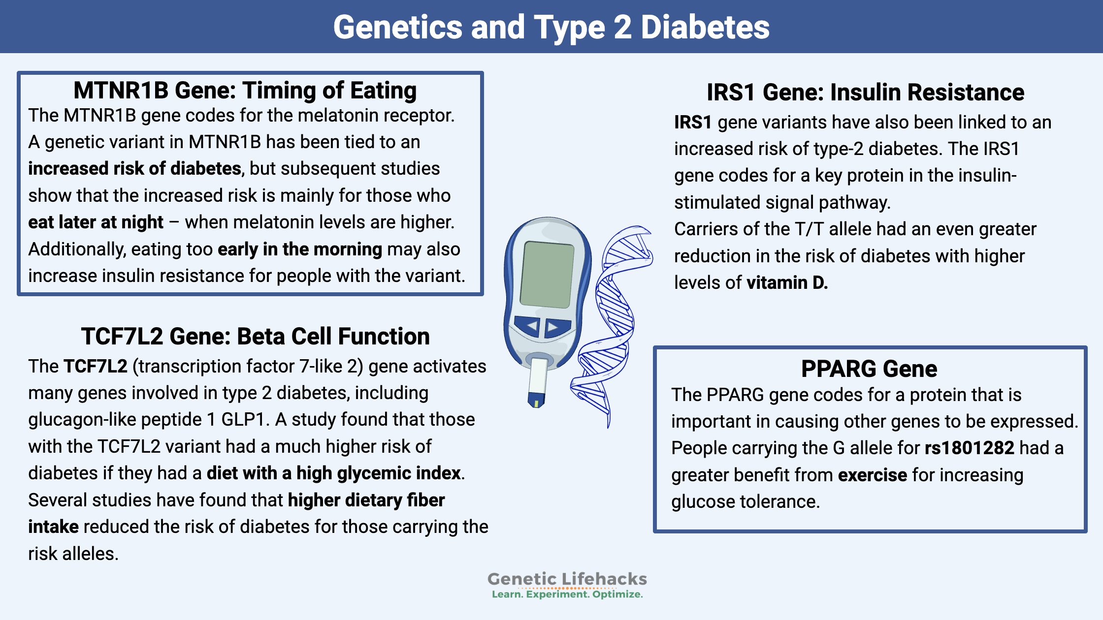 Genetics and Type 2 Diabetes, MTNR1B gene, IRS1 Gene, TCF7L2 Gene, PPARG Gene