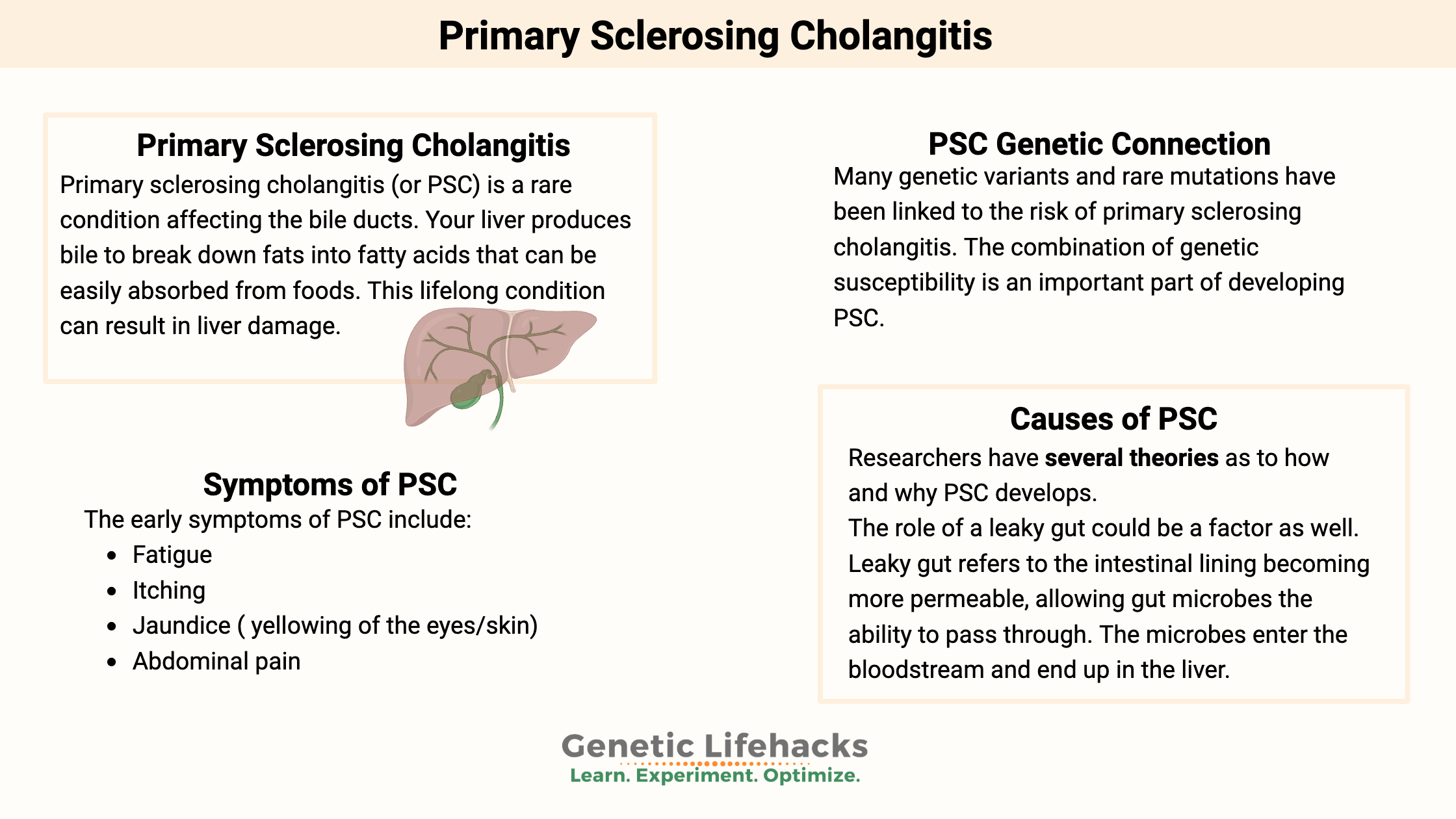 Primary Sclerosing Cholangitis, symptoms, theories of causes and genetic influence