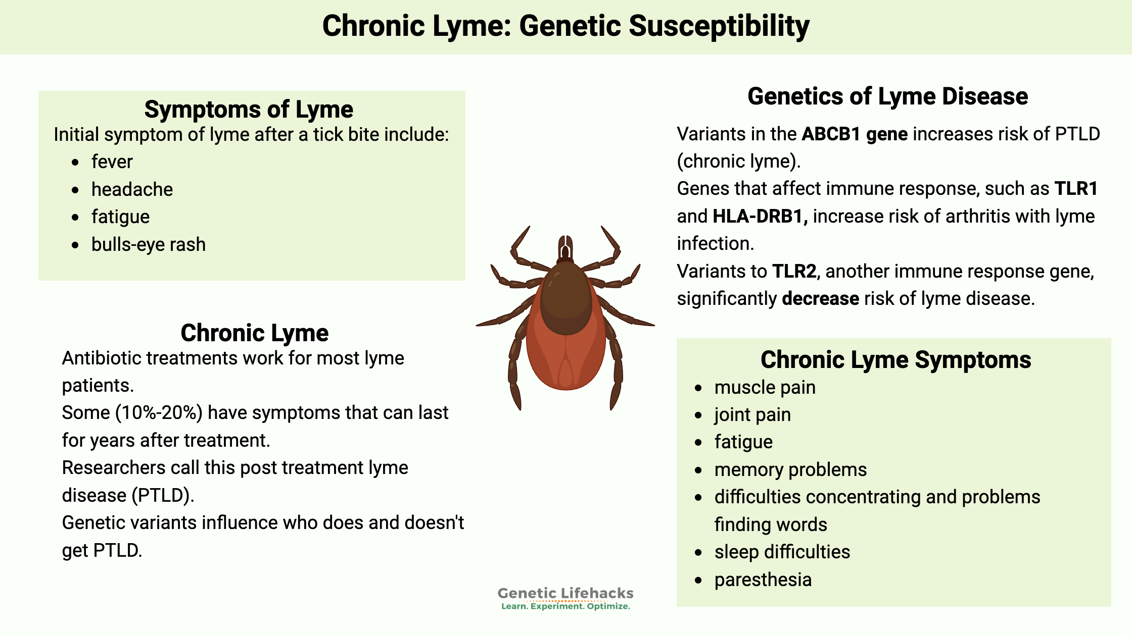 Lyme disease symptoms, chronic Lyme symptoms, genetics involved with Lyme disease