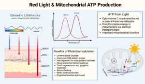 Graphical overview of how red and near-infrared light interact
