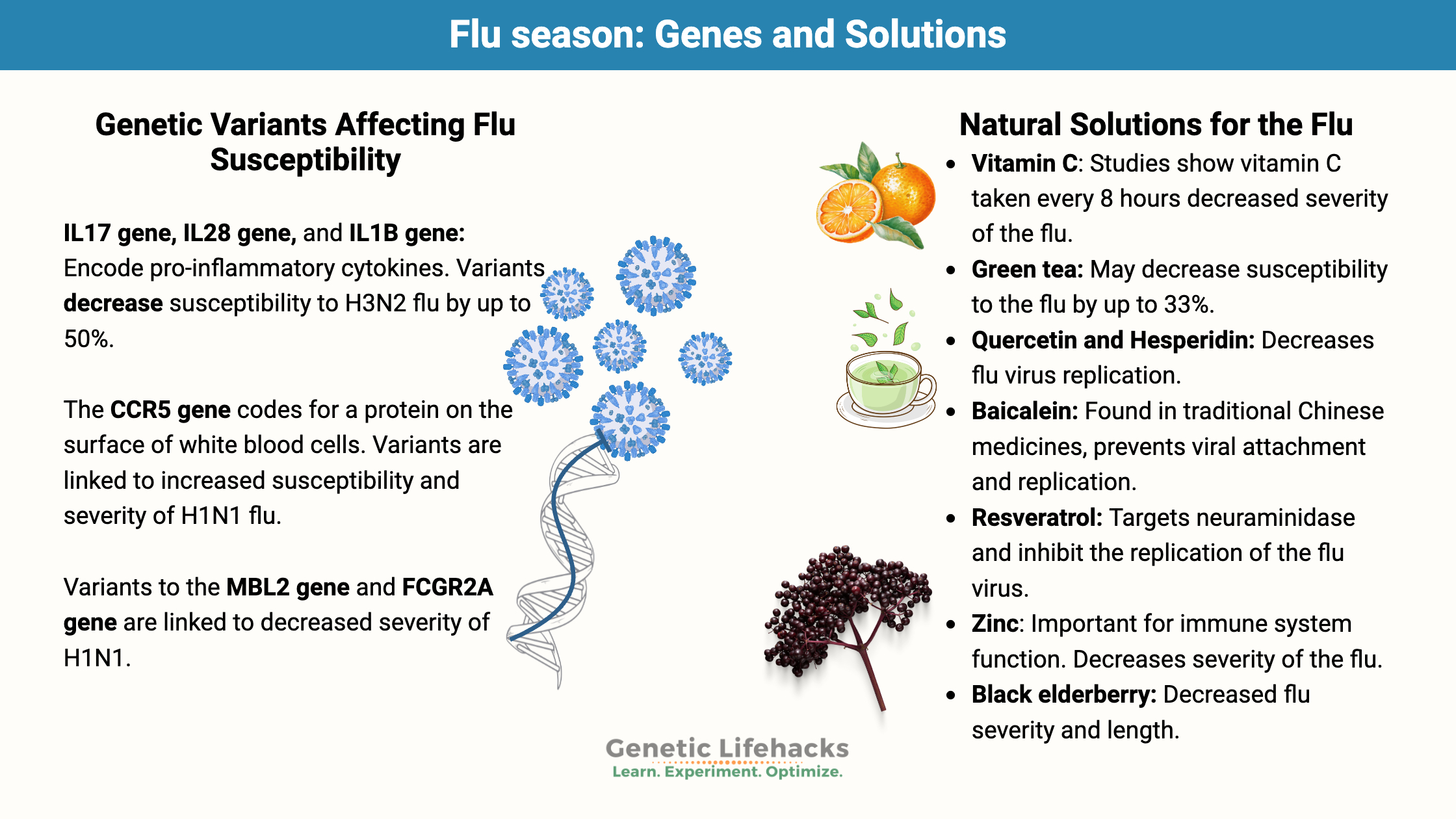 Genetic variants that affect susceptibility and intensity to the flu. Natural ways to combat the flu.